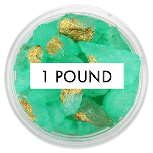 Emerald Gem Sugar 1 Pound - green rock sugar with flecks of edible gold, edible gems, sugar gems, sugar rocks