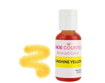 Sunshine Yellow Airbrush Color .75 OZ - Highly pigmented sunshine yellow airbrush coloring with superior coloring strength & spray-ability.