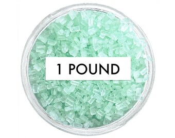 Soft Green Chunky Sugar 1 LB - pastel mint green sugar crystals sprinkles for decorating cupcakes, cakes, cakepops, and cookies