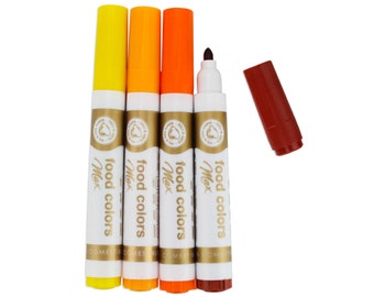 Yellow Orange Max Edible Ink Marker Set - Dripcolor - A set of bright and bold edible ink markers for drawing details on your edible treats!