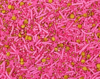 Party In Pink Sprinkle Blend, Round Cake Decoration, Tiny Edible Sprinkles