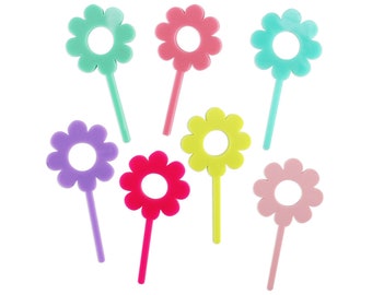 Daisy Acrylic Cupcake Picks - Colorful cute daisy picks for topping cupcakes and cakes.