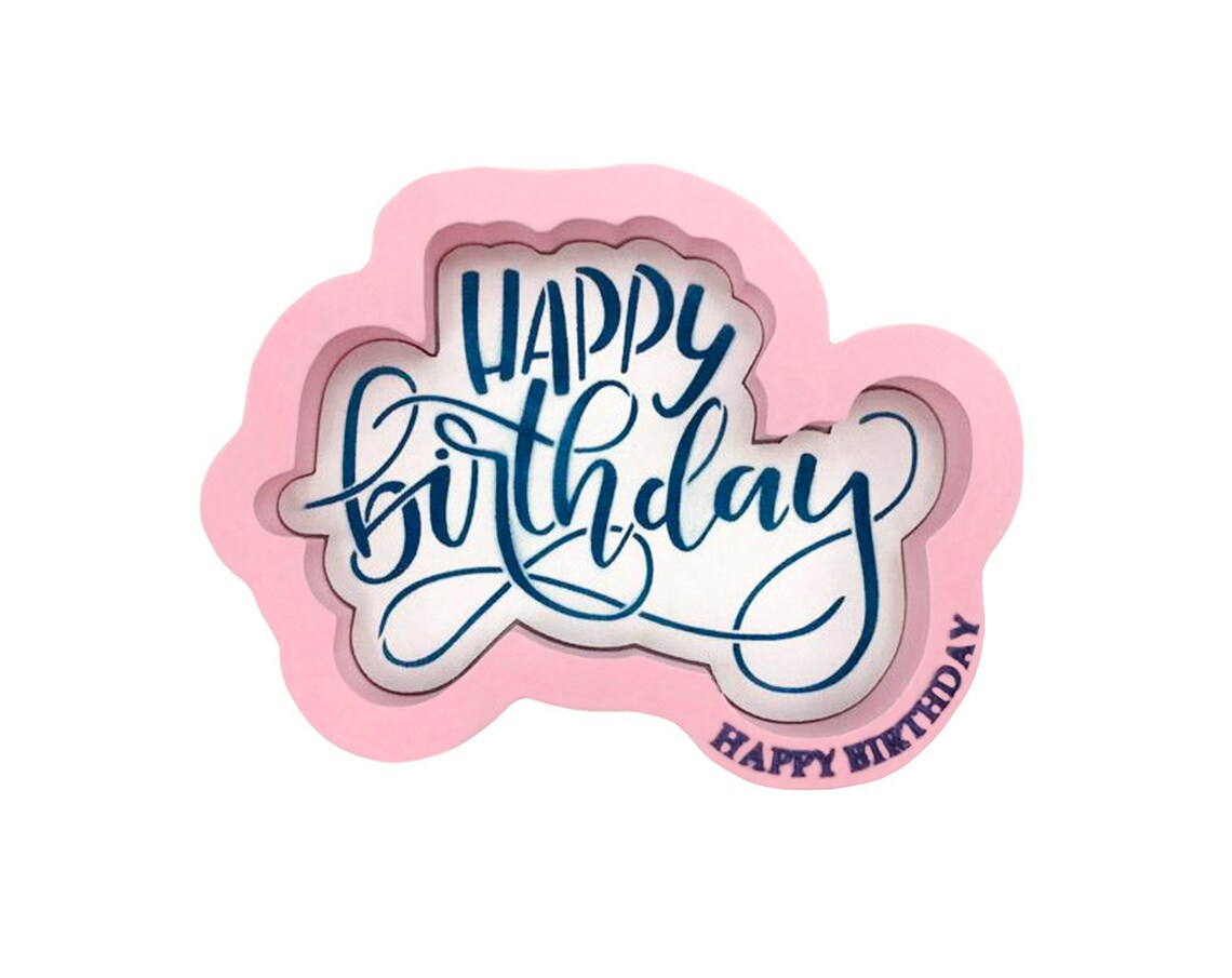 Happy Birthday Hand Lettered Cookie Cutter & Stencil Set Etsy