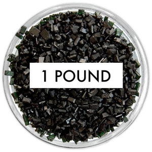 Black Chunky Sugar 1 LB - vibrant black sugar crystals sprinkles for decorating cupcakes, cakes, cakepops, and cookies