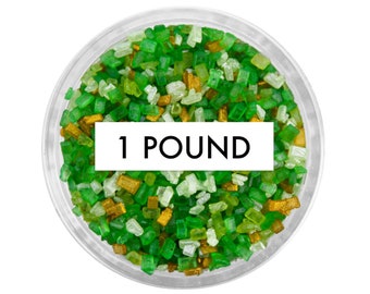 St. Patrick's Day Chunky Sugar Blend 1 LB - green and gold sprinkle mix, St. Patrick's Day sprinkle assortment, green & gold sugar crystals