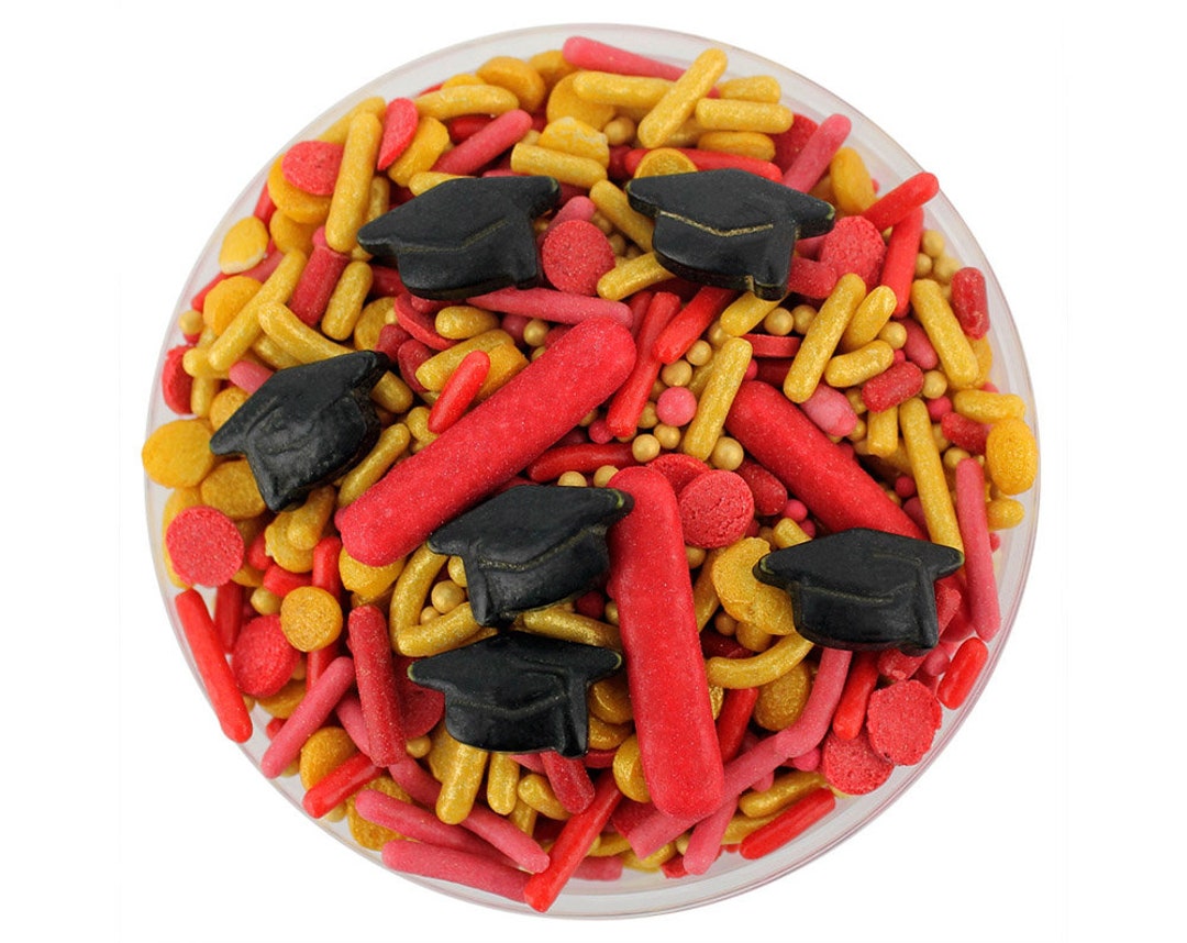 Red Rondo Sprinkle Red & Gold Graduation Sprinkle Blend - Red and Gold Blend of Jimmies ...