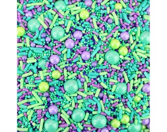 Mermaid Sprinkle Blend - a gorgeous mermaid blend of purple and green sprinkles for decorating cupcakes, cakes, cookies, and sweet treats!