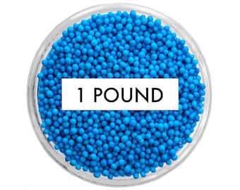 Blue Non-Pareils - 1 Pound - vibrant tiny blue sprinkles for decorating cupcakes, cakes, cakepops, cookies, and ice cream