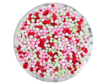 Peppermint Nonpareils Blend - Our peppermint nonpareils blend is a mix of tiny nonpareils in white, light pink, light green & cherry red.