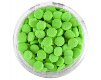 Lime Green Confetti Dot Sprinkles - bright lime green polka dot sprinkles for decorating cupcakes, cakes, cookies