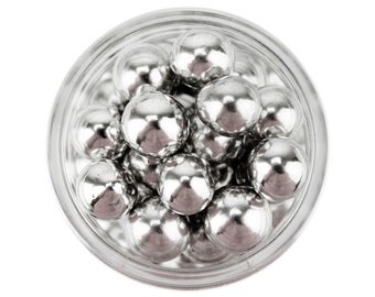 Silver Dragees 8mm 1oz - shiny metallic silver sugar pearls sprinkles balls for topping cakes, cupcakes, cookies, and cake pops