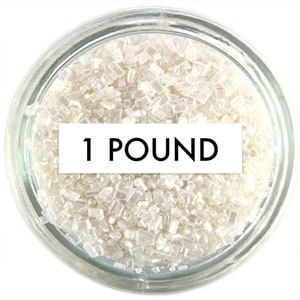 Pearly White Chunky Sugar BULK (1lb) - hübsche perlmuttfarbene, weiße Zuckerkristalle Streusel zum Verzieren von Cupcakes, Kuchen, Cakepops, Keksen