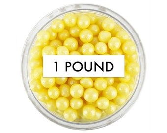 Pearly Yellow Sugar Pearls -1 Pound- edible shimmer bright yellow sugar pearl sprinkles