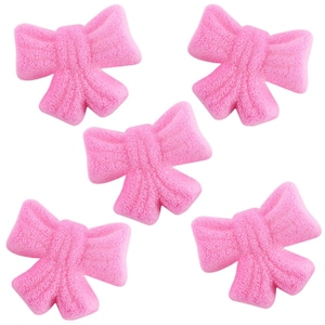 Pink Bow Sugars- pink bow sugars, pink molded bow toppers, pink bow cake decorations, pink sugar bow toppers