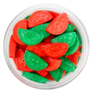Red and Green Watermelon Candy Sprinkles - Sweet little watermelon candy sprinkles in bright red and green to sprinkle on your sweet treats!