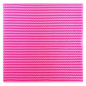 May include: Pink silicone baking mat with a textured surface that resembles a woven pattern.