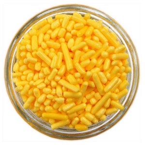 Yellow Jimmies - vibrant yellow sprinkles for decorating cupcakes, cakes, cakepops, cookies, and ice cream