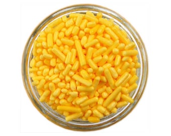 Yellow Jimmies - vibrant yellow sprinkles for decorating cupcakes, cakes, cakepops, cookies, and ice cream