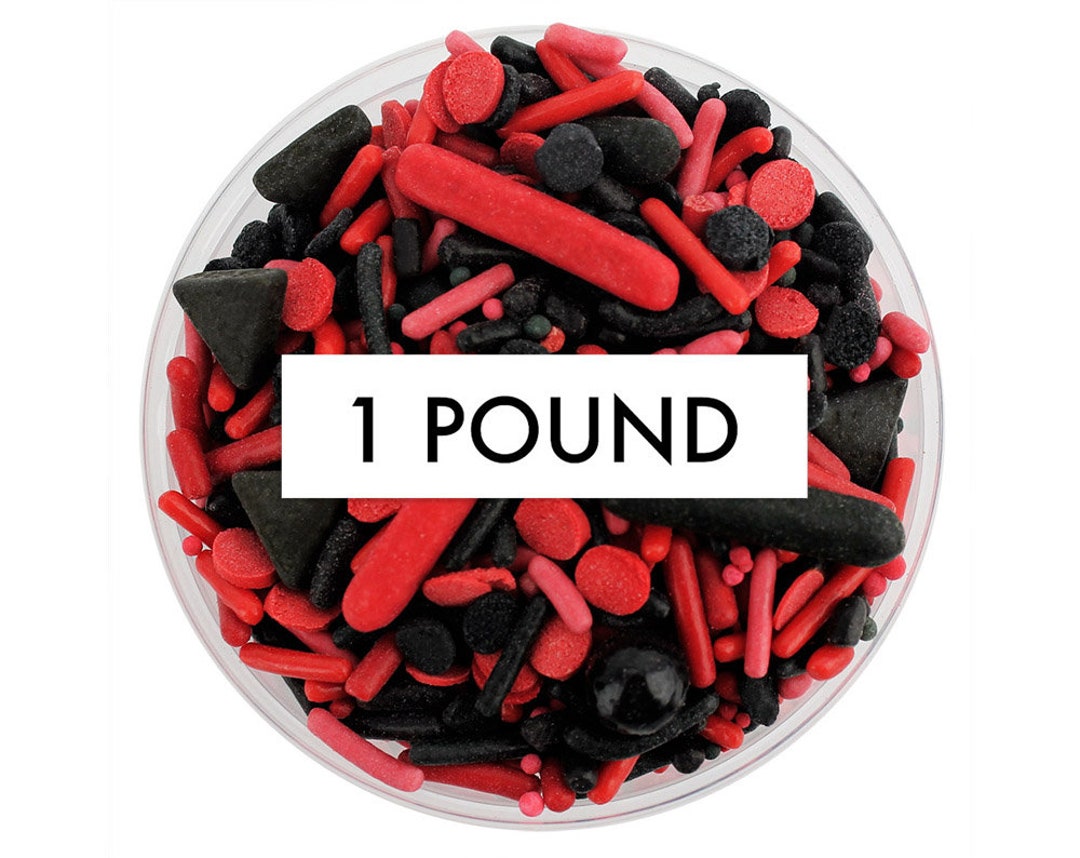 Red Rondo Sprinkle Red & Black Team Spirit Sprinkle Blend 1 LB - Red and Black Blend of ...