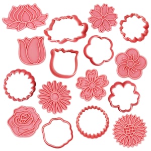 Flower Stamping Cookie Cutter Set