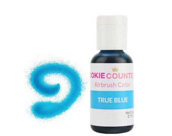 True Blue Airbrush Color .75 OZ - Highly pigmented true blue airbrush coloring with superior coloring strength and spray-ability.