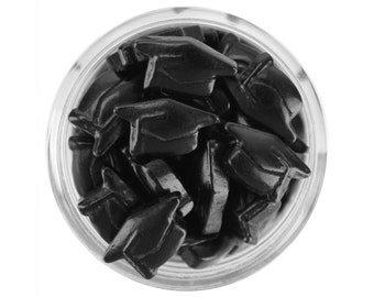 Black Graduation Hat Candy Sprinkles - cute graduation cap sprinkles for decorating cupcakes, cakes, and cookies