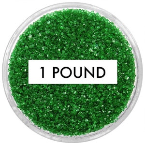 Green Sanding Sugar 1 LB - dark green fine sugar for decorating cupcakes, cakes, cakepops, and cookies.