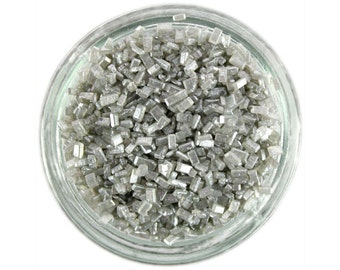 Pearly Silver Chunky Sugar - metallic silver sugar crystals sprinkles for decorating cupcakes, cakes, cakepops, and cookies
