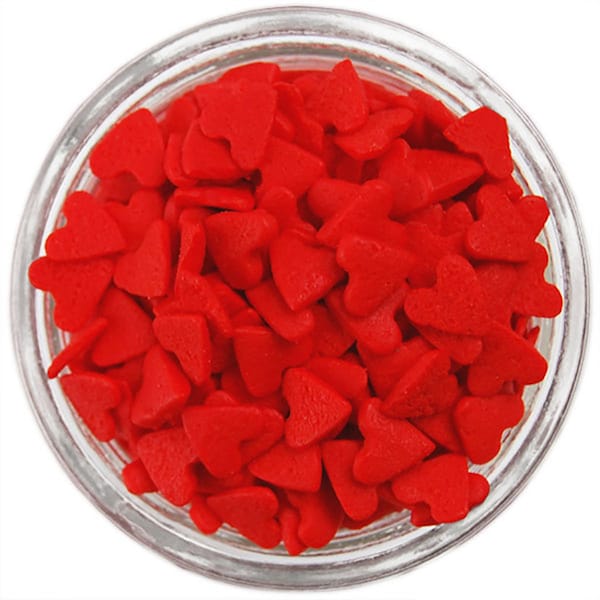 Red Heart Sprinkles - festive heart sprinkles for decorating cupcakes, cakes, cakepops, cookies, and ice cream