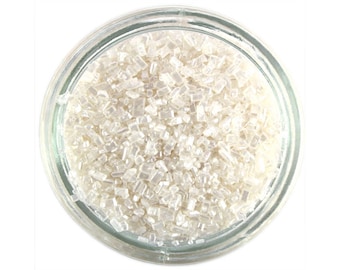 Pearly White Chunky Sugar - pretty pearlescent white sugar crystals sprinkles for decorating cupcakes, cakes, cakepops, and cookies