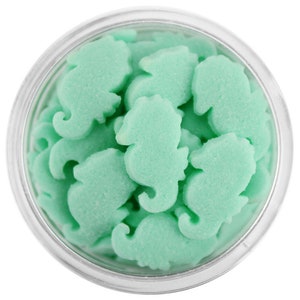 Mint Green Seahorse Sprinkles - lindo pequeño caballito de mar verde menta sprinkles, espolvoreadas de caballos de mar, aspersiones bajo el agua