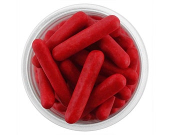 Red Matte Rod Sprinkles - deep red rod sprinkles for decorating cakes, cookies, cupcakes, and treats!