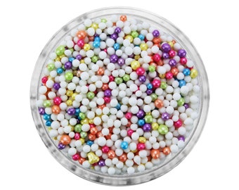 Twinkle Lights Non-Pareils Blend - Our twinkle lights blend is a mix of non-pareils in pearlescent rainbow and white.