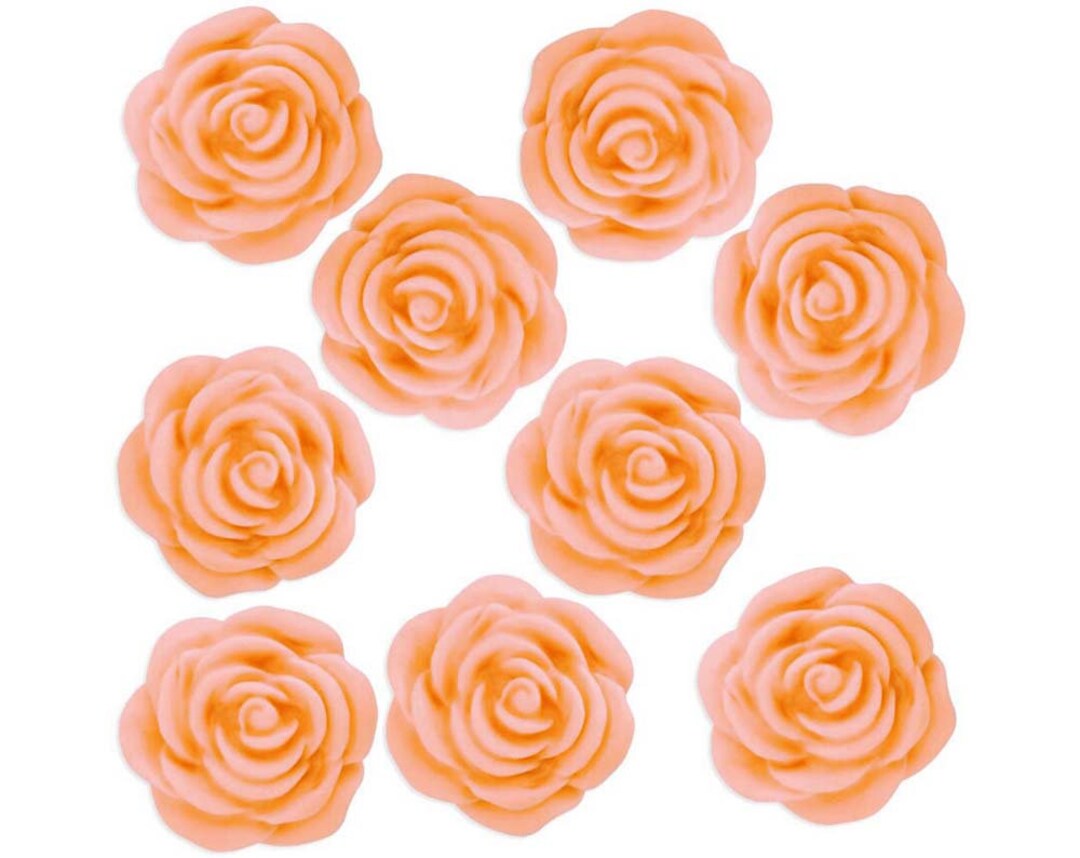 Peach Fondant Tea Roses - 24 Little Pretty Peach Edible Sugar Roses for ...