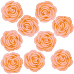 Peach Fondant Tea Roses - 24 little pretty peach edible sugar roses for topping cakes, cupcakes, and cookies