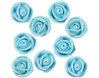 Light Blue Icing Roses - garnitures de gâteaux à la rose au sucre bleu pastel, décorations de gâteaux aux fleurs bleu bébé