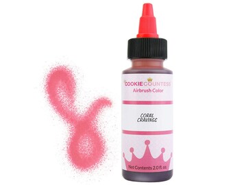 Coral Airbrush Coloring 2 OZ - La Comtesse de Biscuits, Colorant Alimentaire Rose