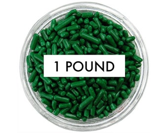 Forest Green Jimmies 1 Pound - dark green sprinkles for decorating cupcakes, cakes, cakepops, cookies, and ice cream