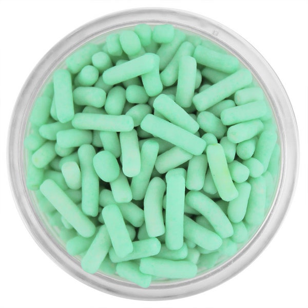 Mint Green Jimmies - pretty mint green sprinkles for decorating cupcakes, cakes, cakepops, cookies, and ice cream