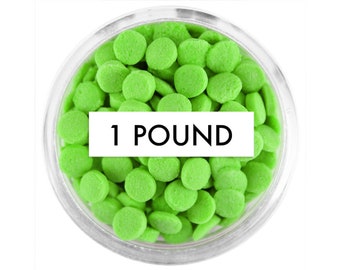 Lime Green Confetti Dot Sprinkles 1 LB - bright lime green polka dot sprinkles for decorating cupcakes, cakes, cookies