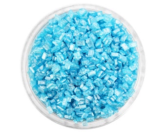 Pearly Sky Blue Chunky Sugar - Sky blue pearlescent sugar crystals sprinkles for decorating cupcakes, cakes, cake pops, and cookies