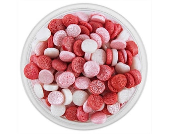 Valentine Shimmer Confetti Dot Sprinkles - pretty pearly pink, red, white polka dot sprinkles for decorating cupcakes, cakes, cookies