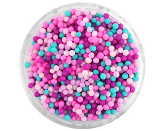 Sugar Plum Non-Pareils Blend - bright mix of pink, purple and teal sprinkles for cakes, cookies and cupcakes