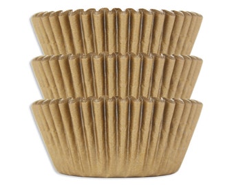Solid Golden Shimmer Baking Cups - 50 solid gold paper cupcake liners