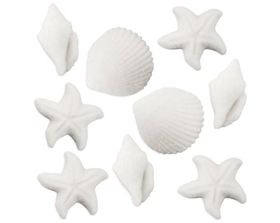 White Seashell Sugars Edible Sugar Shell Cake Toppers Etsy