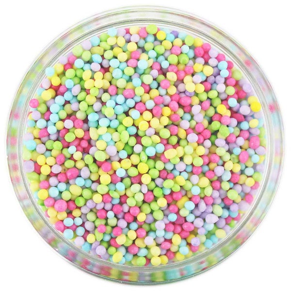 Spring Rainbow Non-Pareils - tiny pastel rainbow ball sprinkles for decorating cupcakes, cakes, cakepops, cookies, and ice cream