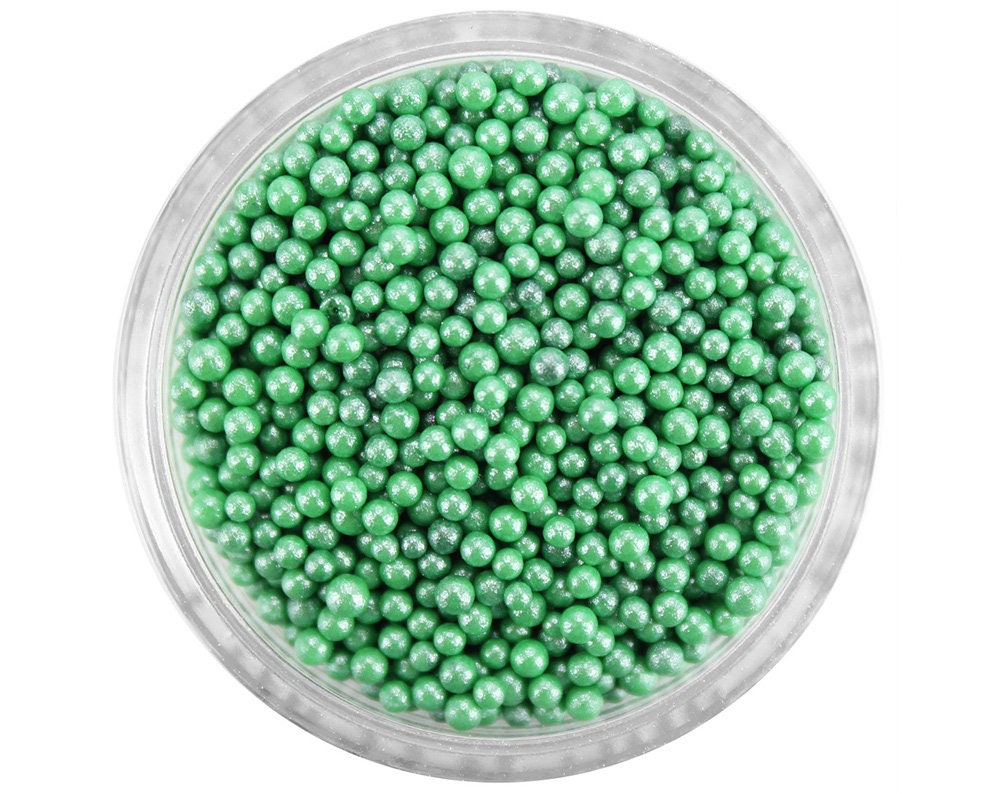 Pearly Green Nonpareils - tiny pretty green pearl sprinkles for decorating cupcakes, cakes, cakepops, cookies, and ice cream