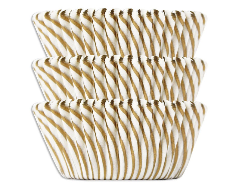 Gold Candy Stripe Baking Cups 50 Metallic Gold Striped Paper Etsy