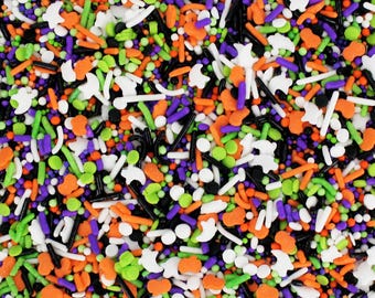 Happy Halloween Sprinkle Blend, Round Cake Decoration, Tiny Edible Sprinkles