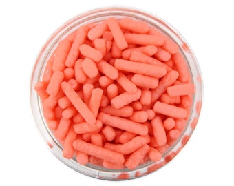 Coral Jimmies - pretty salmon sprinkles for decorating cupcakes, cakes, cakepops, cookies, and ice cream